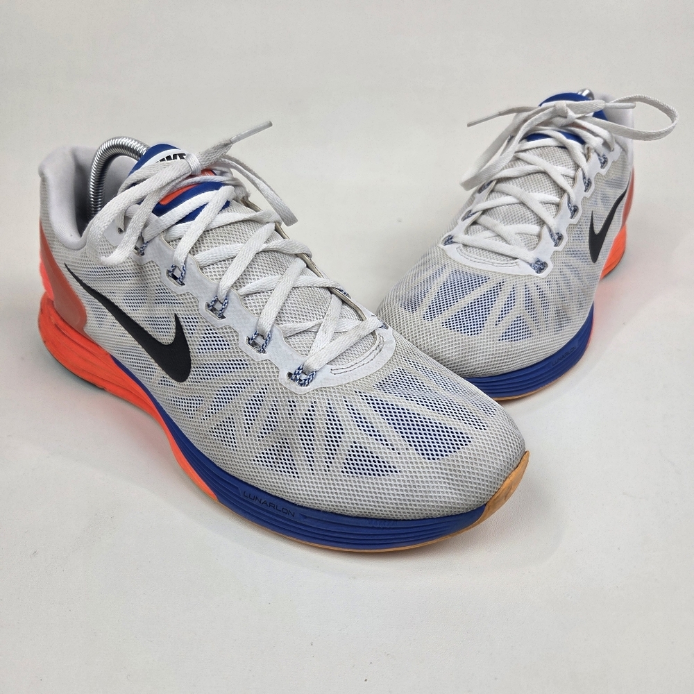Nike LunarGlide 6 White Blue Orange Men's Size 10‎ Sneakers 2014 654433-101